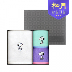 송월 타올 스누피 리버40 +스누피 스플릿36 3P 세트 (세면 1 +핸드 2)